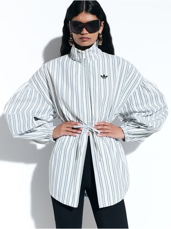 adidas Originals Tops - adidas Originals x ASOS funnel neck shirt with volume sleeves blue stripe Small